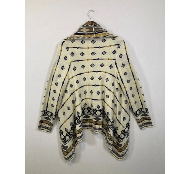 Freeway‎ Southwest Geometric Pattern Open Front Cardigan Sweater Women's Size L - Picture 2 of 7
